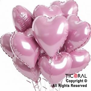 SET DE GLOBOS METALIZADOS CORAZON ROSA x 10 UNIDADES